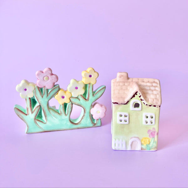 Tealight House | Lime Green House with Flowers by Yellow Rock Decor. Australian Art Prints and Homewares. Green Door Decor. www.greendoordecor.com.au