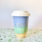 12oz Ceramic Travel Mug in Blue & Mint by Bei Creative. Australian Art Prints and Homewares. Green Door Decor. www.greendoordecor.com.au