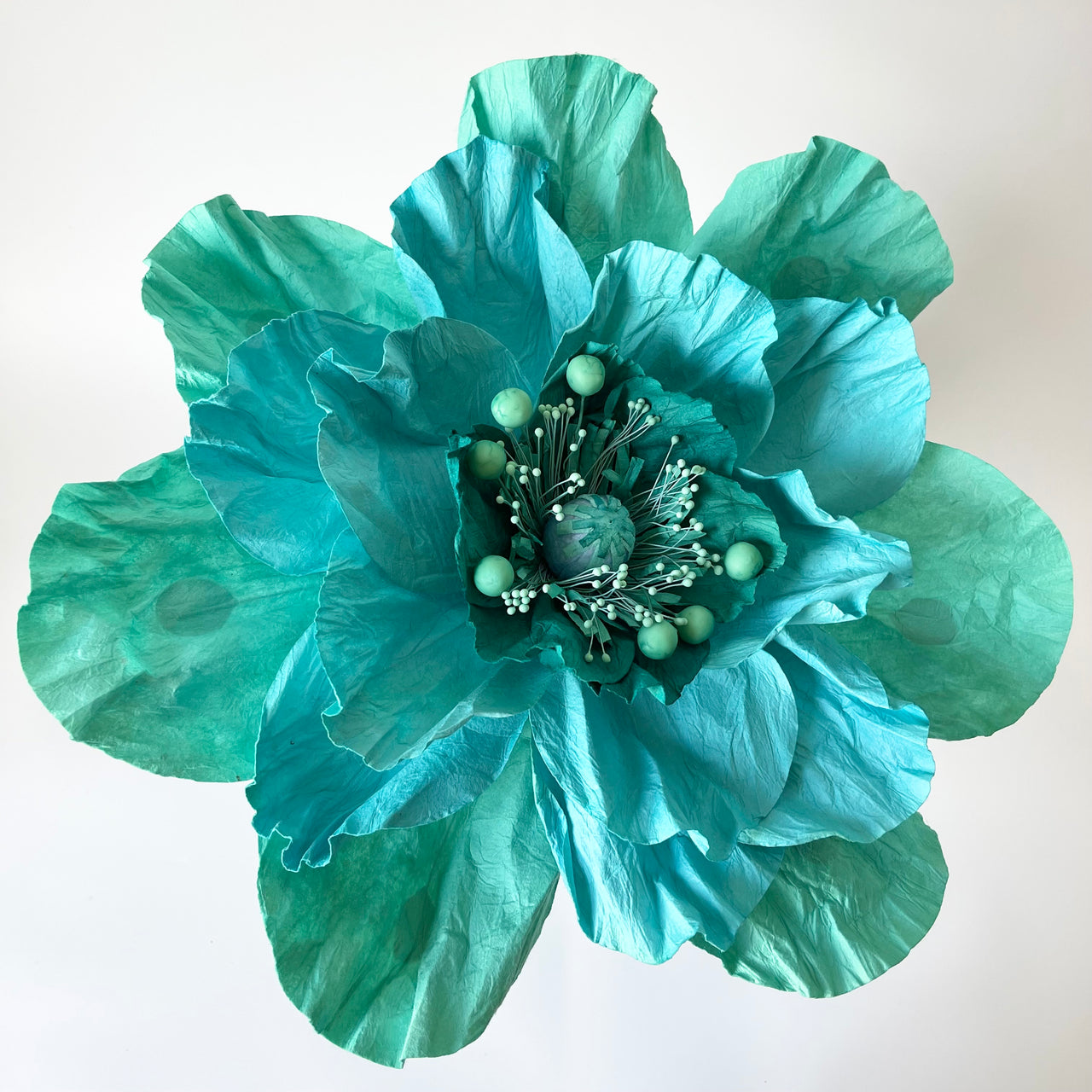 Poppy Paper Flower XL | Turquoise by Nibbanah. Australian Art Prints and Homewares. Green Door Decor. www.greendoordecor.com.au