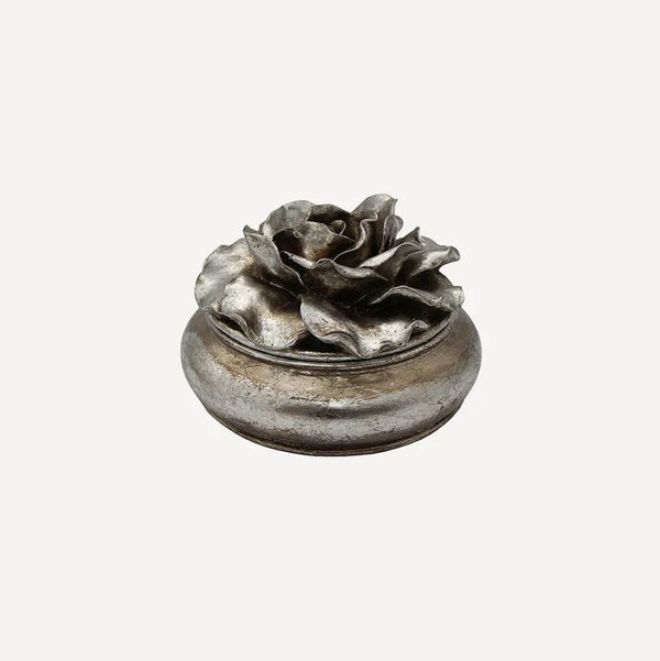 Camelia Round Trinket Box Pewter Finish | Large by French Country Collections. Australian Art Prints, Gifts, Fashion and Homewares. Green Door Decor. www.greendoordecor.com.au