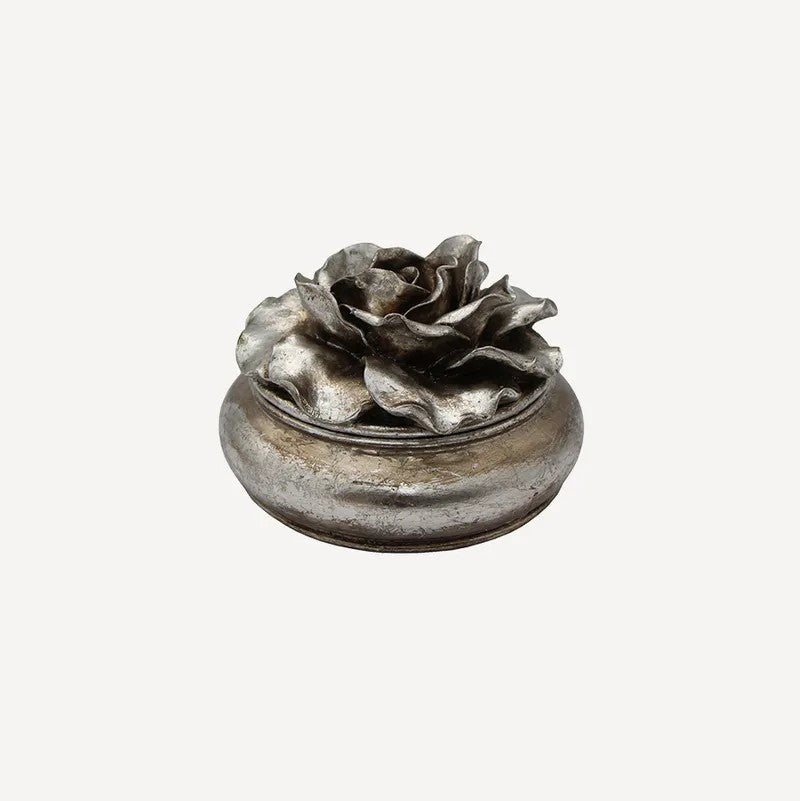 Camelia Round Trinket Box Pewter Finish | Large by French Country Collections. Australian Art Prints, Gifts, Fashion and Homewares. Green Door Decor. www.greendoordecor.com.au