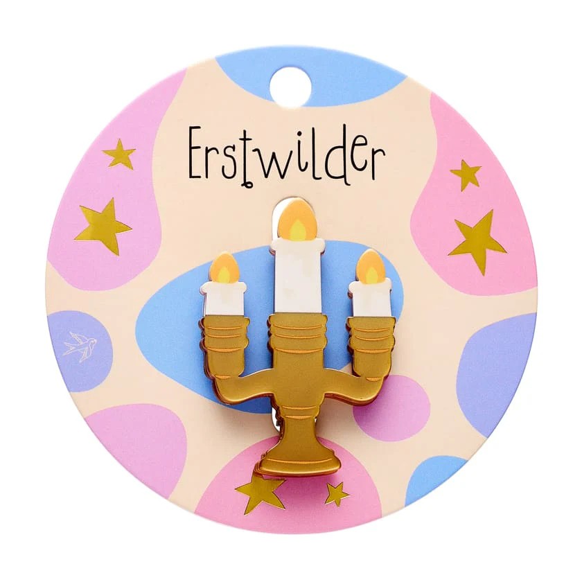 Candelabra Simplified Mini Brooch | Erstwilder. Australian Art Prints, Gifts, Fashion and Homewares. Green Door Decor. www.greendoordecor.com.au