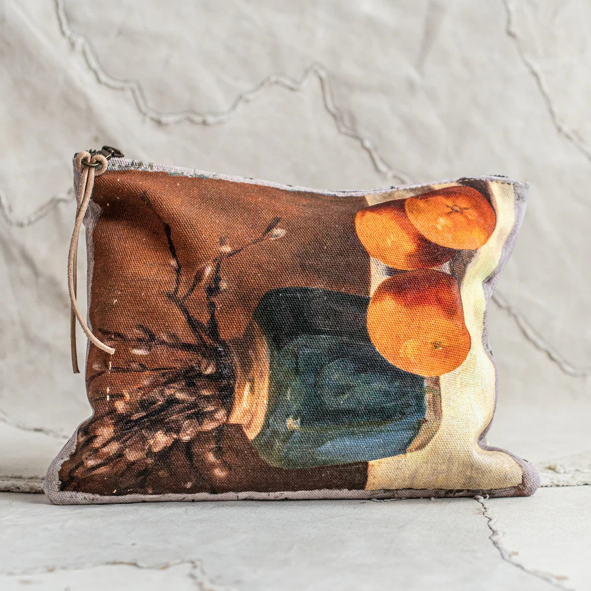 Canvas Painting Zip Clutch | Oranges by The Lost and Found Department. Australian Art Prints and Homewares. Green Door Decor. www.greendoordecor.com.au