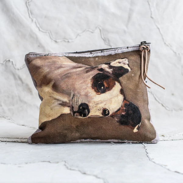 Canvas Painting Zip Clutch | Terrier by The Lost and Found Department. Australian Art Prints and Homewares. Green Door Decor. www.greendoordecor.com.au