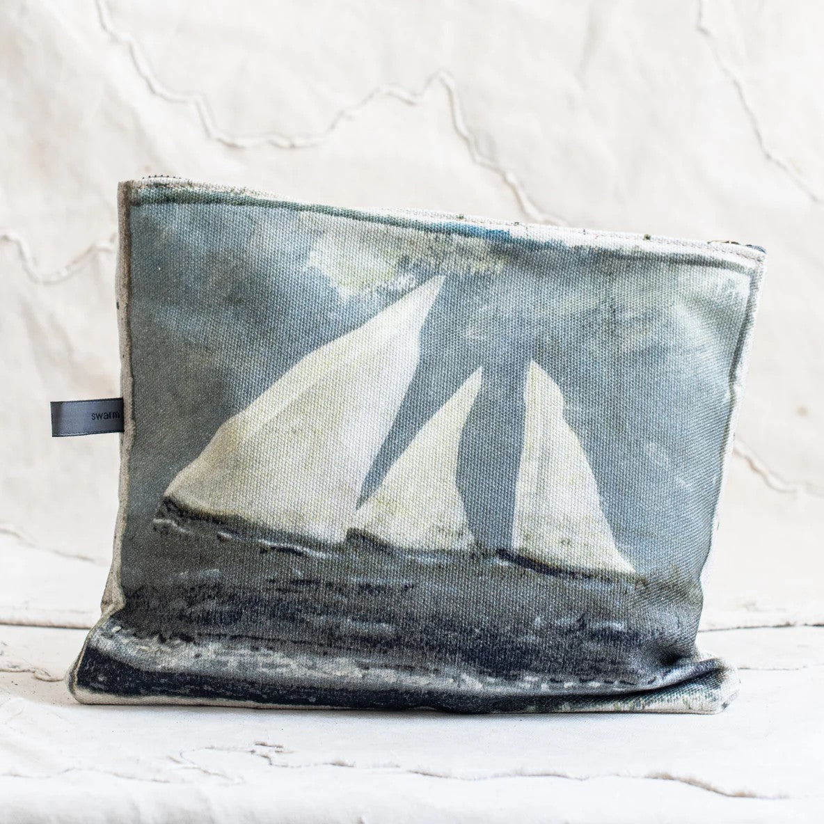 Canvas Painting Zip Clutch | White Sail by The Lost and Found Department. Australian Art Prints and Homewares. Green Door Decor. www.greendoordecor.com.au