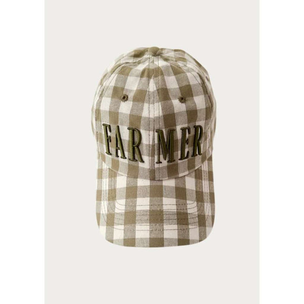 'Eucalypt Check' Cap | FAR MER. by Whitney | Whitney Spicer Art. Australian Art Prints, Fashion and Homewares. Green Door Decor. www.greendoordecor.com.au