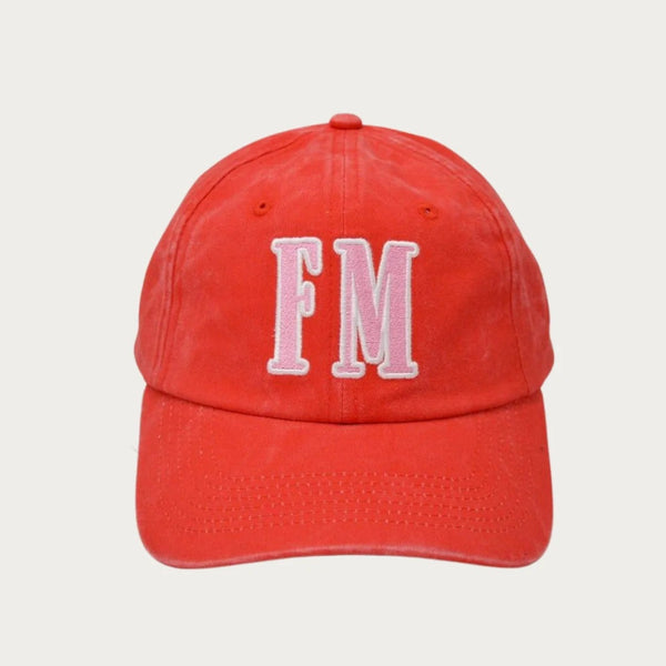 'FM Initials' Cap - Pink/Red | FAR MER. by Whitney | Whitney Spicer Art. Australian Art Prints, Fashion and Homewares. Green Door Decor. www.greendoordecor.com.au