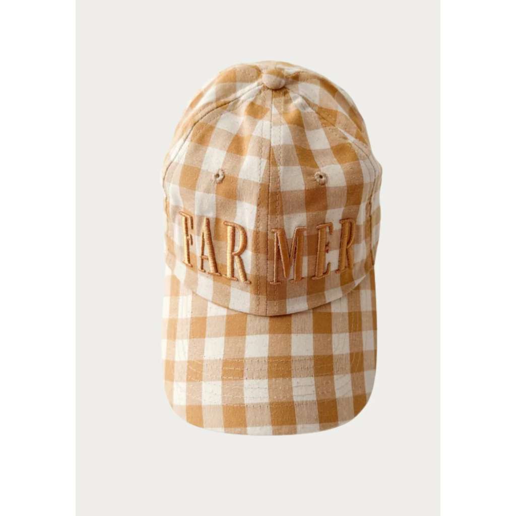 'Honey Check' Cap | FAR MER. by Whitney | Whitney Spicer Art. Australian Art Prints, Fashion and Homewares. Green Door Decor. www.greendoordecor.com.au