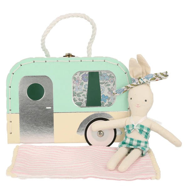 Caravan Bunny Mini Suitcase Doll by Meri Meri. Australian Art Prints and Homewares. Green Door Decor. www.greendoordecor.com.au