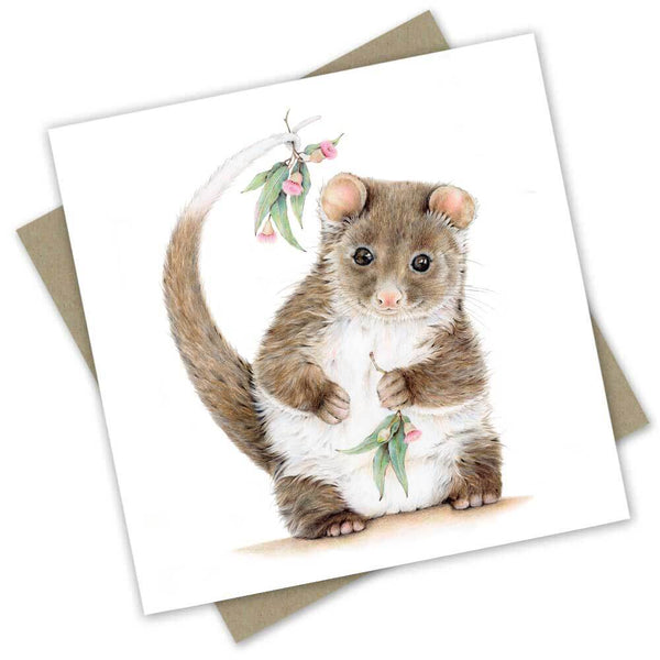 Greeting Card | Banjo the Ringtail Possum by Popcorn Blue. Australian Art Prints and Homewares. Green Door Decor. www.greendoordecor.com.au