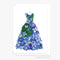 Blue Hydrangea Dress | Greeting Card by Petal & Pins. Australian Art Prints, Gifts, Fashion and Homewares. Green Door Decor. www.greendoordecor.com.au
