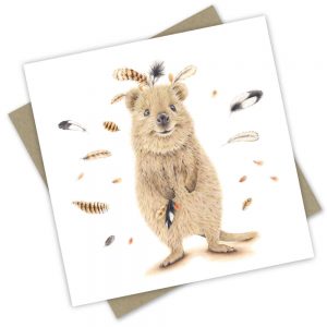 Greeting Card | Quokka - Catching Feathers by Popcorn Blue. Australian Art Prints and Homewares. Green Door Decor. www.greendoordecor.com.au