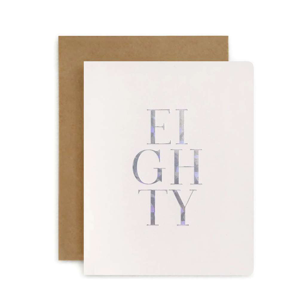 'Eighty' Card by Bespoke Letterpress. Australian Art Prints and Homewares. Green Door Decor. www.greendoordecor.com.au