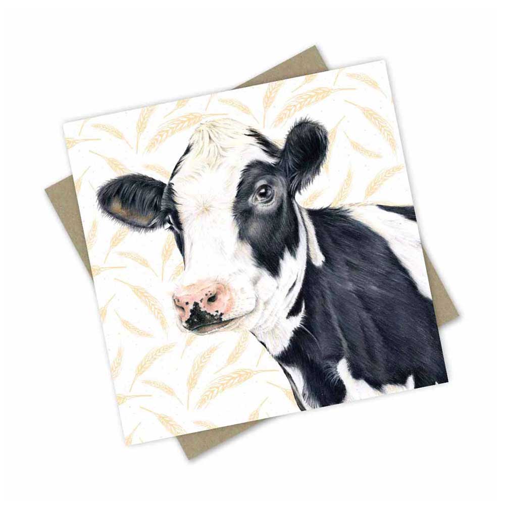 Greeting Card | Farm Friend: Holstein-Fresian Cow by Popcorn Blue. Australian Art Prints and Homewares. Green Door Decor. www.greendoordecor.com.au