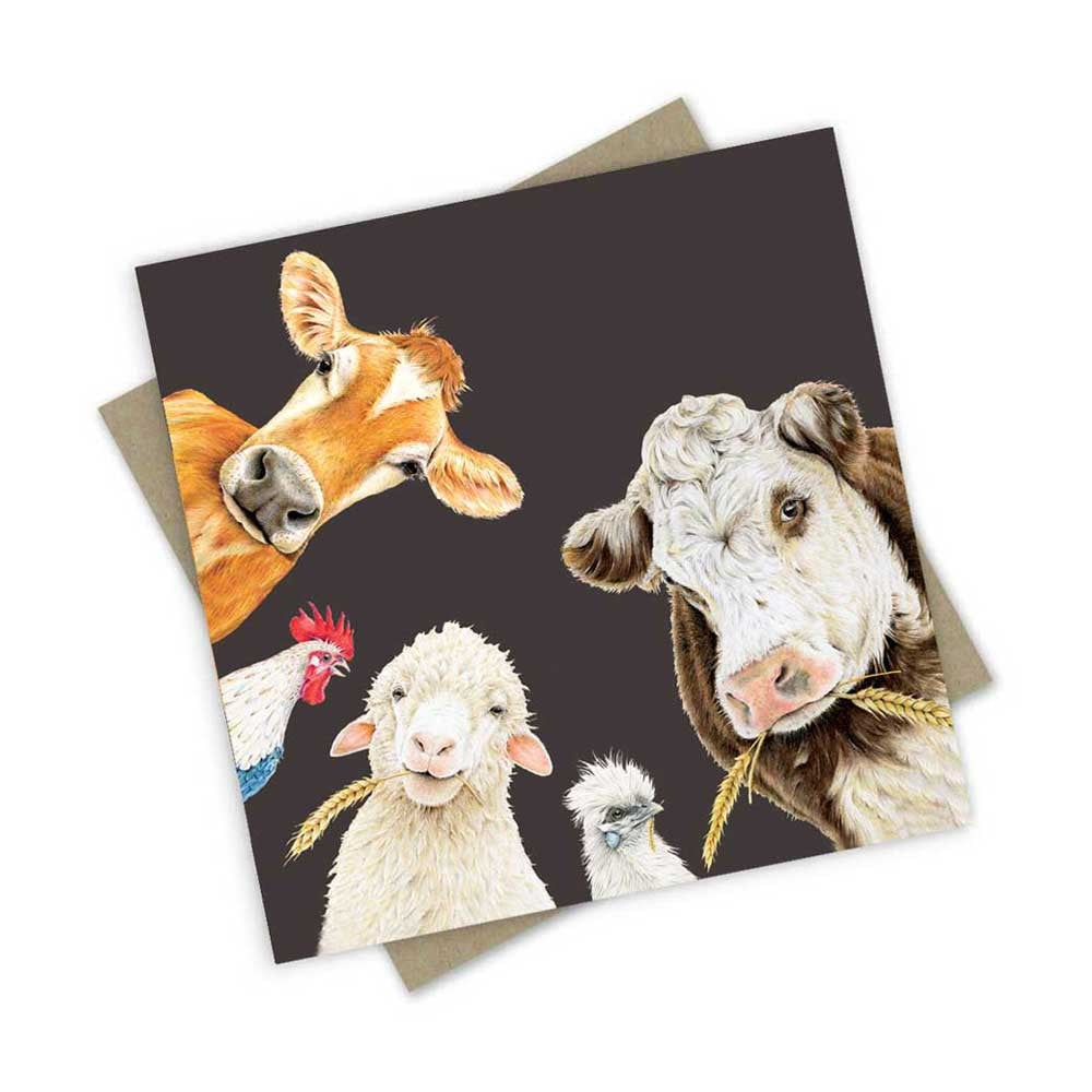 Greeting Card | Farm Friends by Popcorn Blue. Australian Art Prints, Gifts, Fashion and Homewares. Green Door Decor. www.greendoordecor.com.au