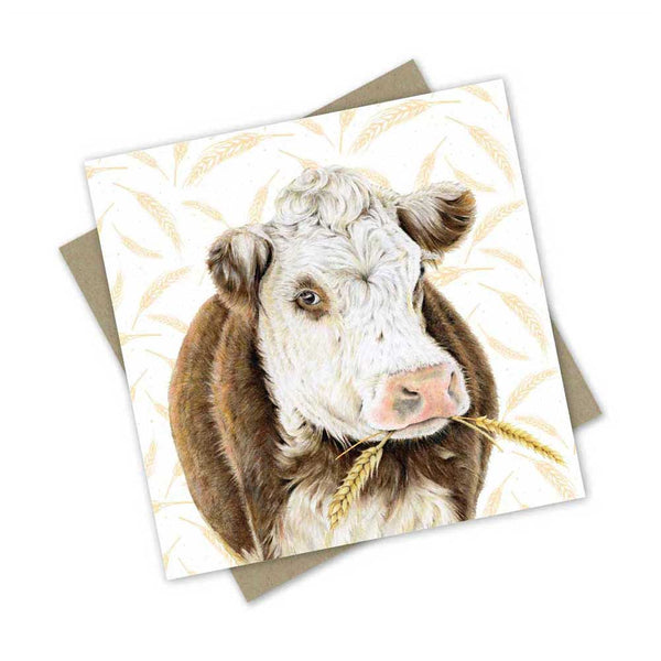 Greeting Card | Mr Smoochy the Hereford Cow by Popcorn Blue. Australian Art Prints and Homewares. Green Door Decor. www.greendoordecor.com.au