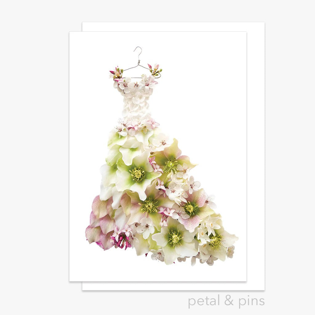 Springtime Dress | Greeting Card by Petal & Pins. Australian Art Prints, Gifts, Fashion and Homewares. Green Door Decor. www.greendoordecor.com.au