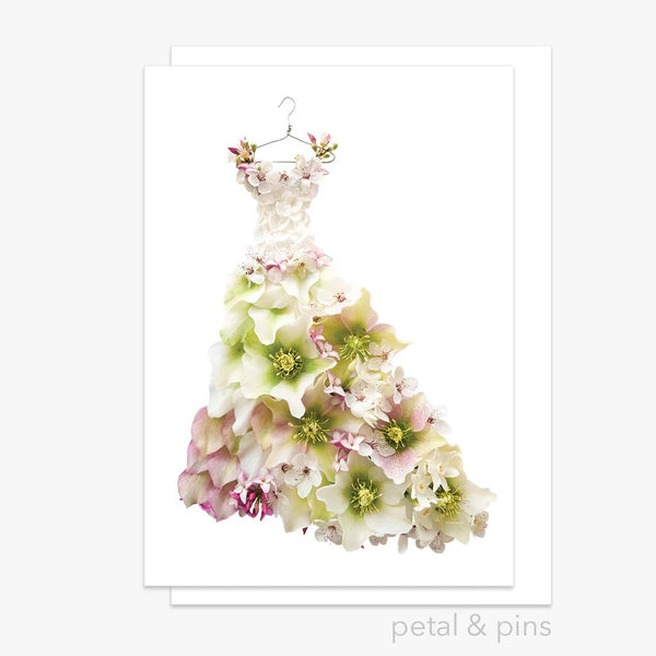 Springtime Dress | Greeting Card by Petal & Pins. Australian Art Prints, Gifts, Fashion and Homewares. Green Door Decor. www.greendoordecor.com.au