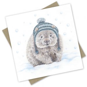 Greeting Card | William - Winter Wombat by Popcorn Blue. Australian Art Prints and Homewares. Green Door Decor. www.greendoordecor.com.au