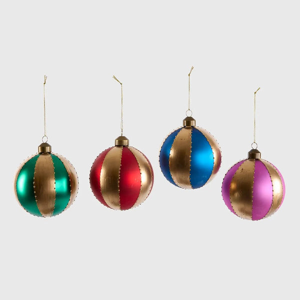 Carnival Baubles Set of 4 - Multicolour | Christmas Hanging Decorations by Florabelle. Australian Art Prints and Homewares. Green Door Decor. www.greendoordecor.com.au