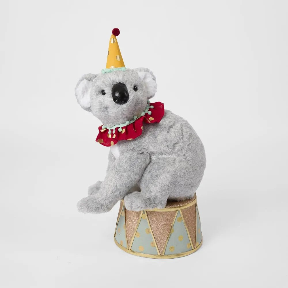 Carnival Koala on Circus Platform | Christmas Decoration by Florabelle. Australian Art Prints and Homewares. Green Door Decor. www.greendoordecor.com.au