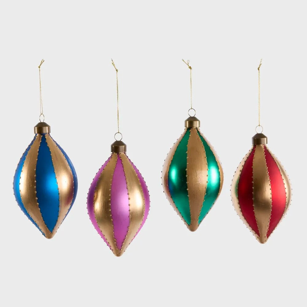 Carnival Tear Drop Baubles Set of 4 - Multicolour by Florabelle. Australian Art Prints and Homewares. Green Door Decor. www.greendoordecor.com.au