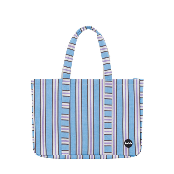 Carryall Cargo Bag | Choc Blue Stripe by Kollab. Australian Art Prints and Homewares. Green Door Decor. www.greendoordecor.com.au