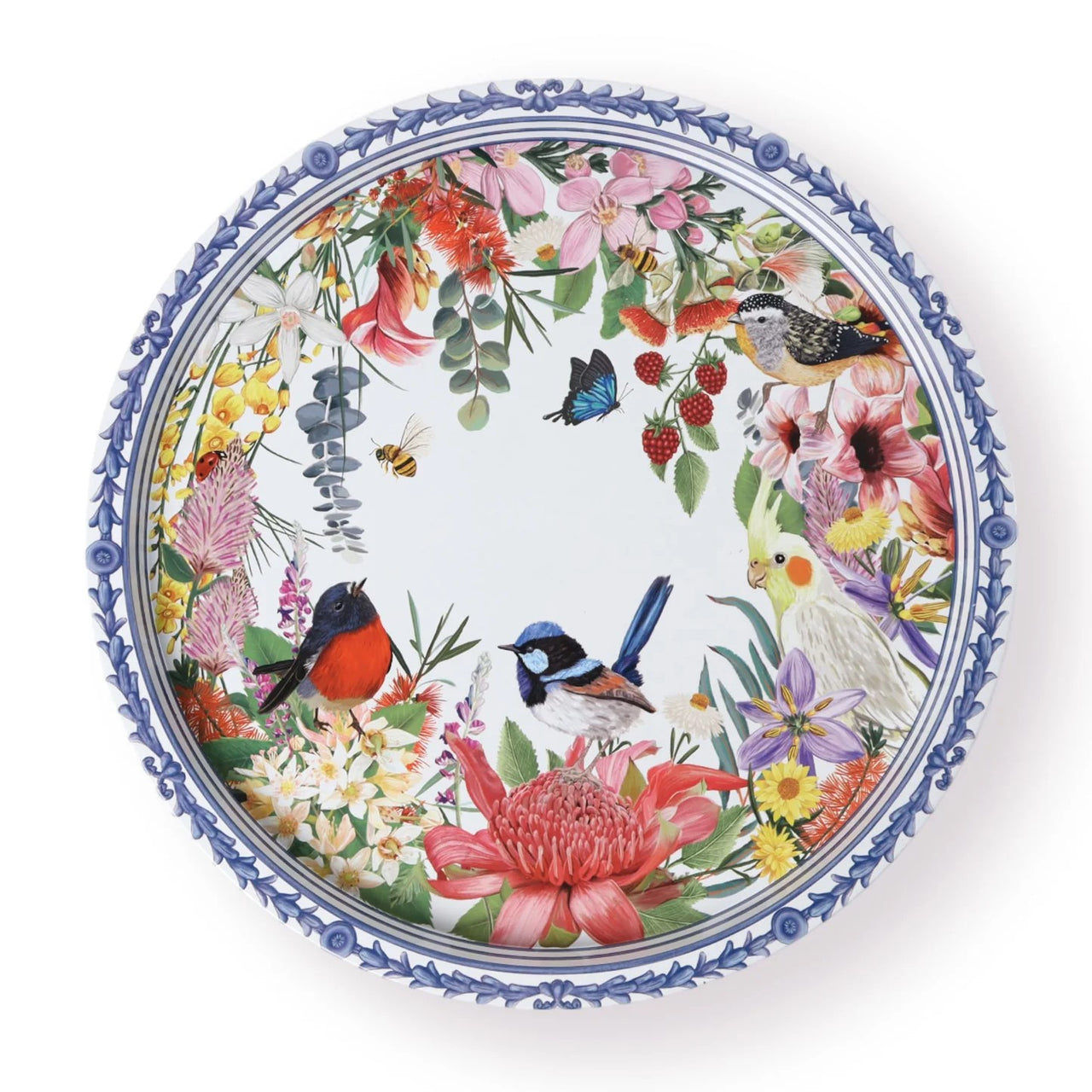 Celebrations Tray | Enchanted Garden Birds by La La Land. Australian Art Prints and Homewares. Green Door Decor. www.greendoordecor.com.au