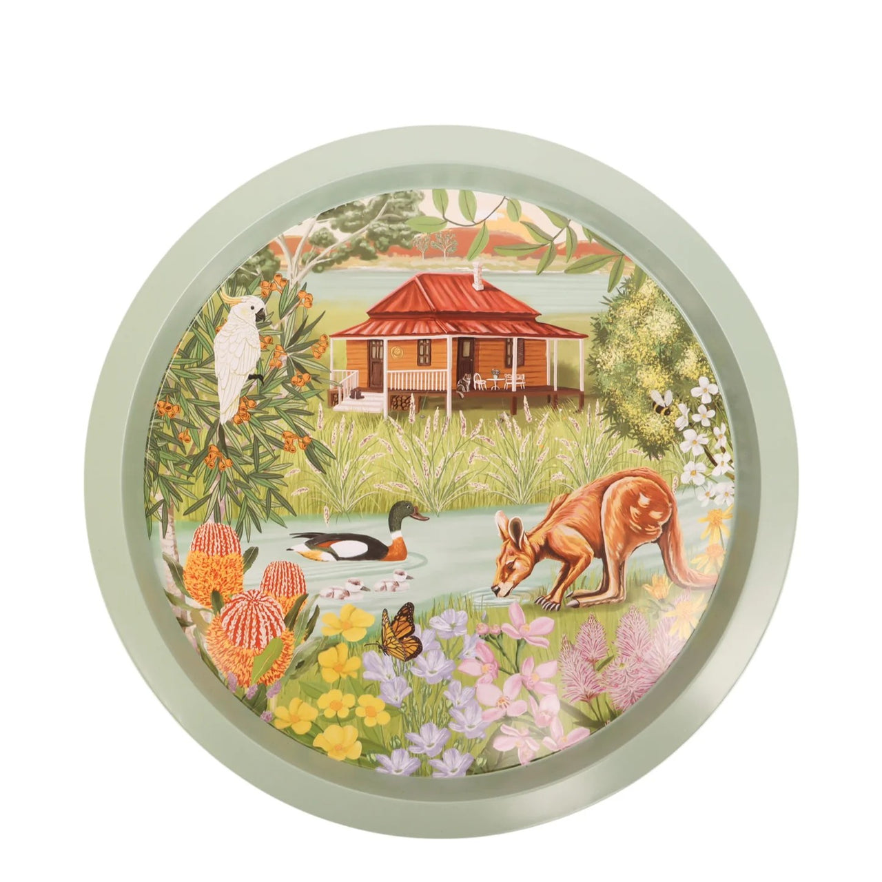 Celebrations Tray | Garden Giggles River by La La Land. Australian Art Prints and Homewares. Green Door Decor. www.greendoordecor.com.au