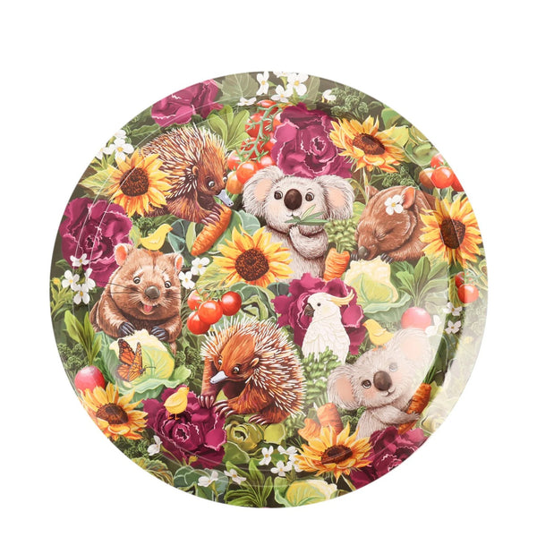 Celebrations Tray | Garden Giggles Veggies by La La Land. Australian Art Prints and Homewares. Green Door Decor. www.greendoordecor.com.au