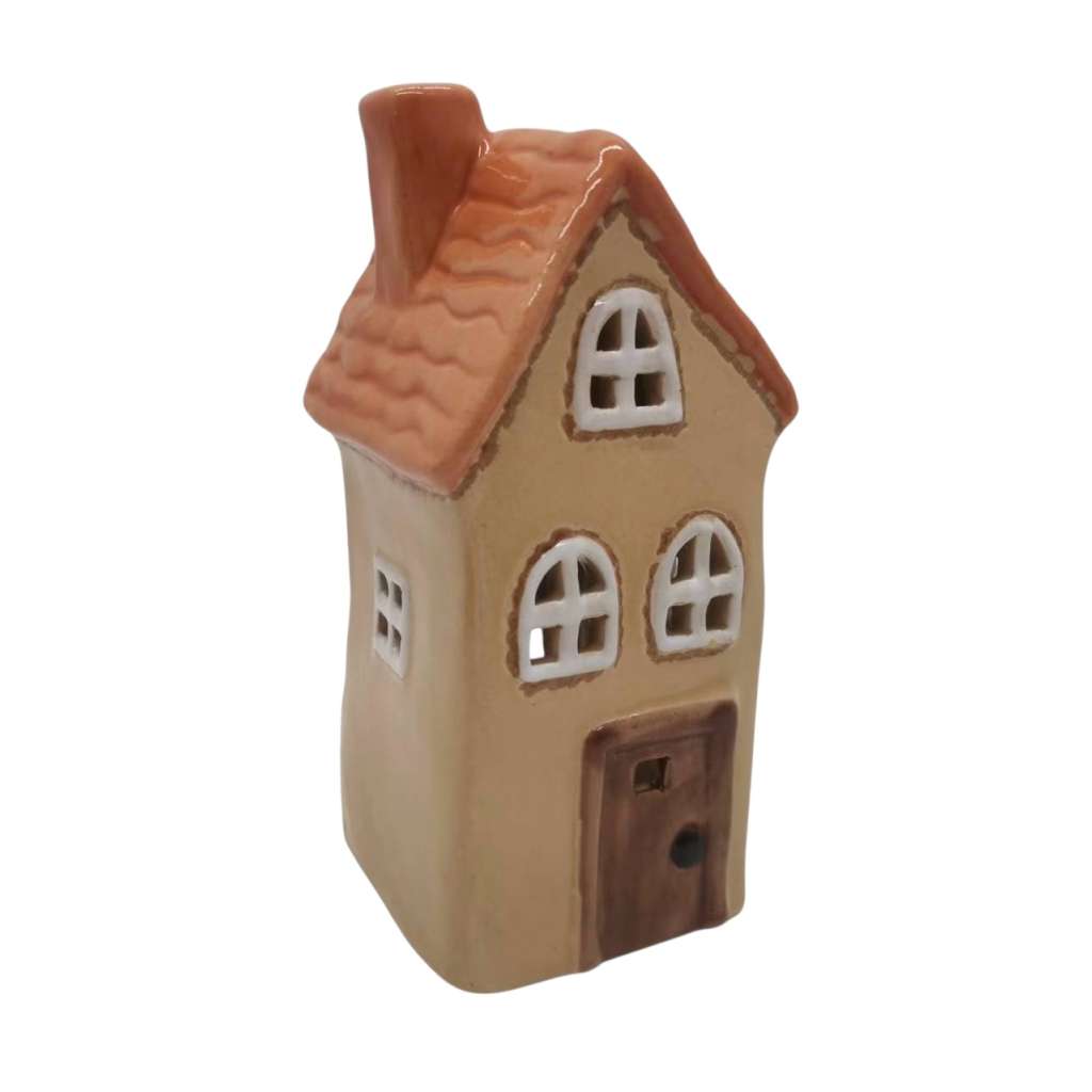 Ceramic Tea Light Holder | Tan & Brown Roof House by Yellow Rock Decor. Australian Art Prints, Gifts, Fashion and Homewares. Green Door Decor. www.greendoordecor.com.au