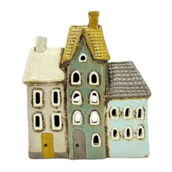 Ceramic Tea Light House | Triple House 2 by Yellow Rock Decor. Australian Art Prints, Gifts, Fashion and Homewares. Green Door Decor. www.greendoordecor.com.au