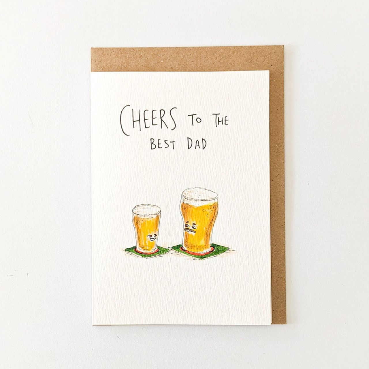 Cheers to the Best Dad | Greeting Card by Well Drawn. Australian Art Prints and Homewares. Green Door Decor. www.greendoordecor.com.au