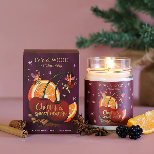 Cherry & Spiced Orange | Limited Edition Christmas Candle by Ivy & Wood. Australian Art Prints, Gifts, Fashion and Homewares. Green Door Decor. www.greendoordecor.com.au