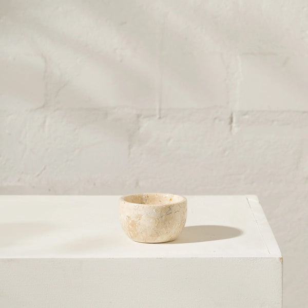 'Chima' Travertine Bowl by Inartisan. Designed in Australia, hand-made in Indonesia. We proudly support fun and beautiful art prints, textiles, homewares and jewellery by Aussie Creatives. www.greendoordecor.com.au