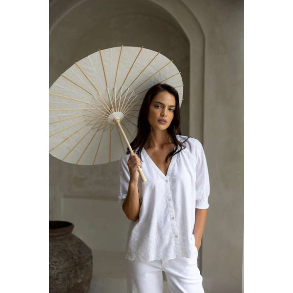 Chloe Blouse | White by Humidity Lifestyle. Australian Art Prints and Homewares. Green Door Decor. www.greendoordecor.com.au