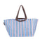 Beach Bag | Choc Blue Stripe by Kollab. Australian Art Prints and Homewares. Green Door Decor. www.greendoordecor.com.au