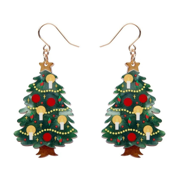 Christmas Tree Centre-Piece Drop Earrings | Erstwilder. Australian Art Prints and Homewares. Green Door Decor. www.greendoordecor.com.au