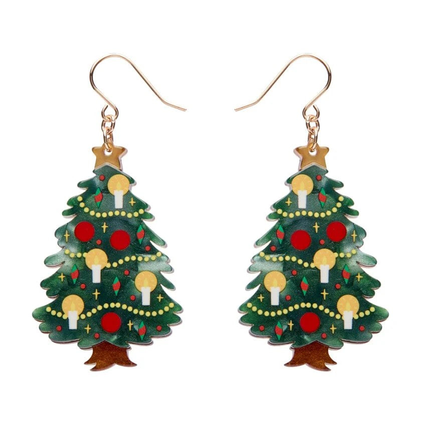 Christmas Tree Centre-Piece Drop Earrings | Erstwilder. Australian Art Prints and Homewares. Green Door Decor. www.greendoordecor.com.au