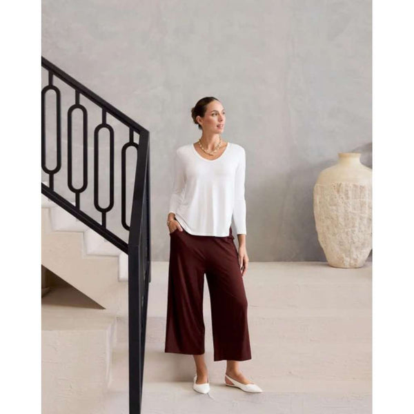 Ciara 7/8 Length Bamboo Culotte Pant | Burgundy by Lou Lou Australia. Australian Art Prints, Gifts, Fashion and Homewares. Green Door Decor. www.greendoordecor.com.au