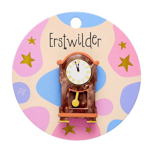 Clock Simplified Mini Brooch | Erstwilder. Australian Art Prints, Gifts, Fashion and Homewares. Green Door Decor. www.greendoordecor.com.au