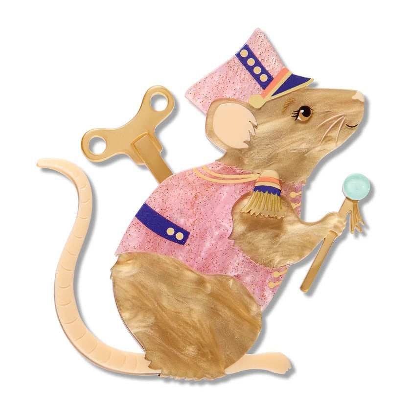 Clockwork Mouse Brooch | Erstwilder x Fleur Harris x Enid Blyton 'The Magic Faraway Tree'. Australian Art Prints, Gifts, Fashion and Homewares. Green Door Decor. www.greendoordecor.com.au