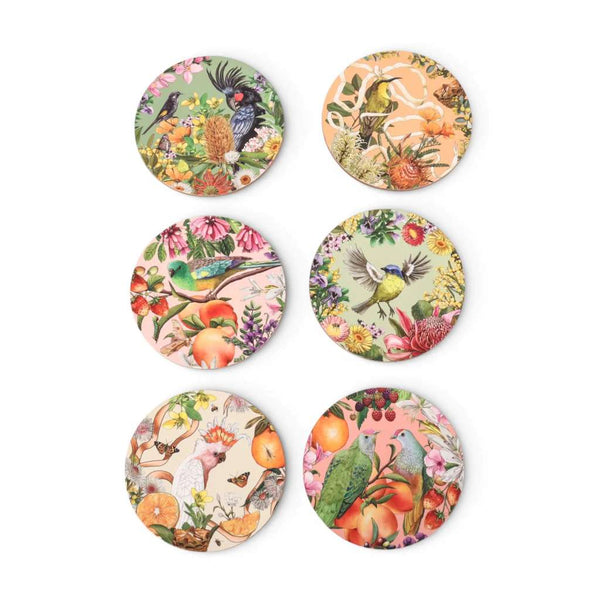 Coaster Set | Birds of Australia by La La Land. Australian Art Prints, Gifts, Fashion and Homewares. Green Door Decor. www.greendoordecor.com.au