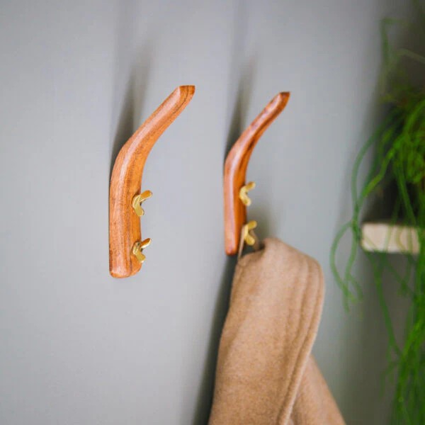 Coat Hook | Wood & Brass by The Lost and Found Department. Australian Art Prints, Gifts, Fashion and Homewares. Green Door Decor. www.greendoordecor.com.au