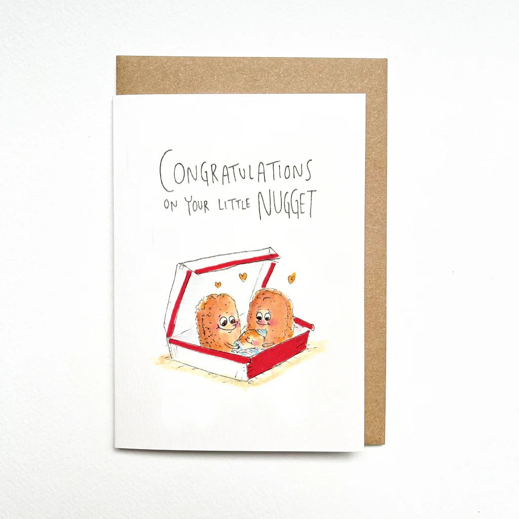 Congratulations on Your Little Nugget | Greeting Card by Well Drawn. Australian Art Prints and Homewares. Green Door Decor. www.greendoordecor.com.au