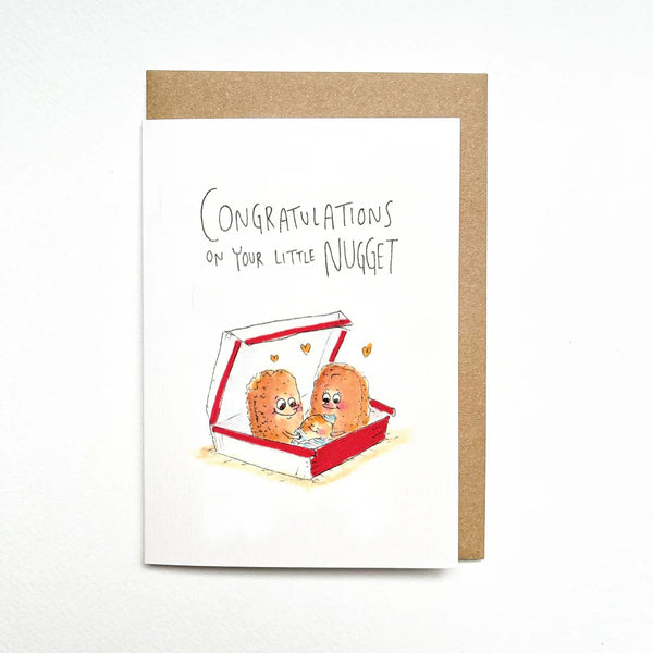 Congratulations on Your Little Nugget | Greeting Card by Well Drawn. Australian Art Prints and Homewares. Green Door Decor. www.greendoordecor.com.au