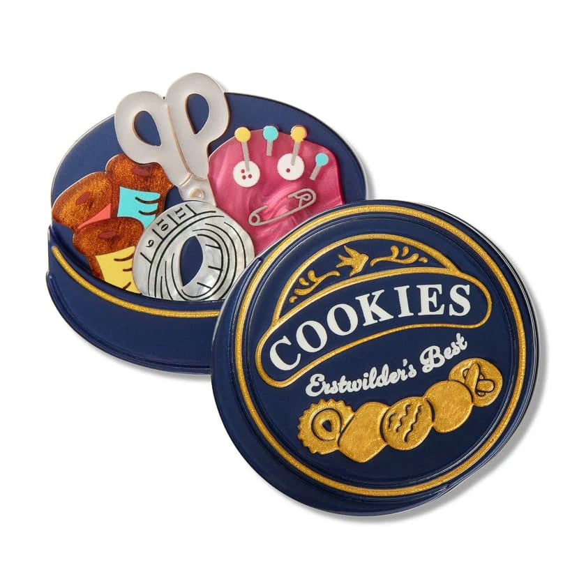 Cookie Tin Secrets Brooch | Erstwilder. Australian Art Prints, Gifts, Fashion and Homewares. Green Door Decor. www.greendoordecor.com.au