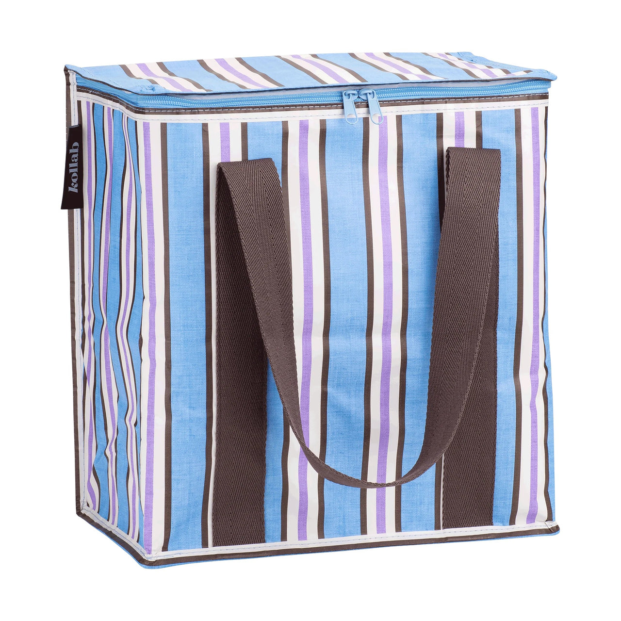 Cooler Bag | Choc Blue Stripe by Kollab. Australian Art Prints and Homewares. Green Door Decor. www.greendoordecor.com.au