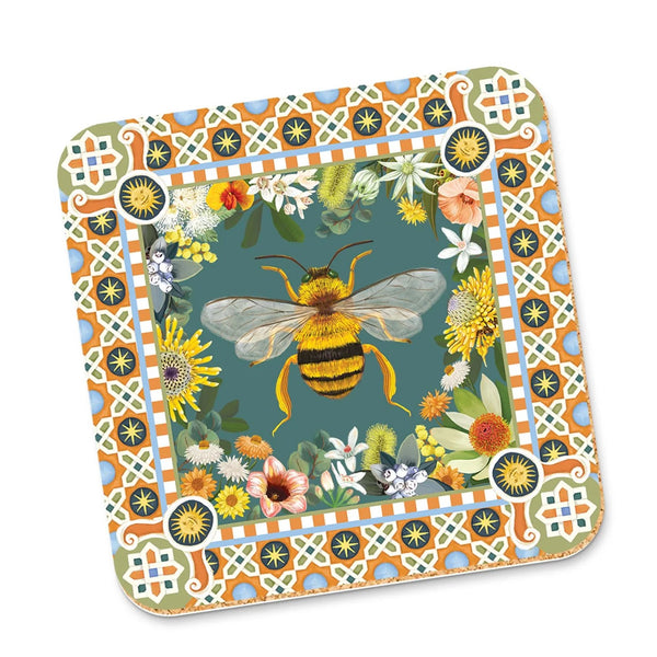 Corky Coaster | Good Evening Vol.2 Bee by La La Land. Australian Art Prints and Homewares. Green Door Decor. www.greendoordecor.com.au