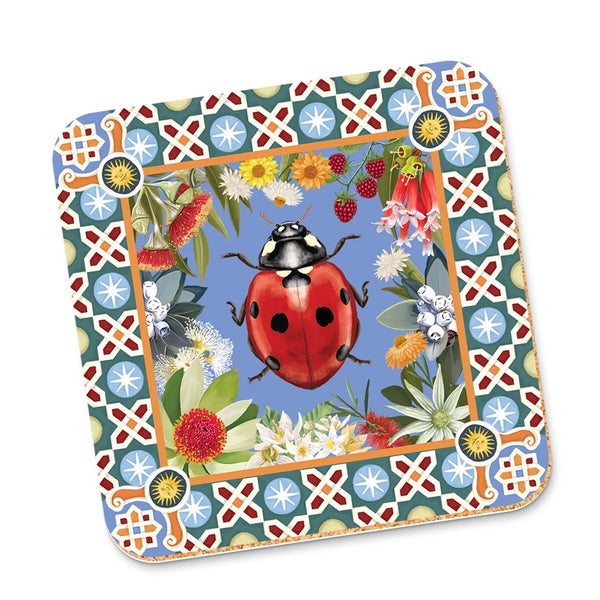 Corky Coaster | Good Evening Vol.2 Ladybug by La La Land. Australian Art Prints and Homewares. Green Door Decor. www.greendoordecor.com.au